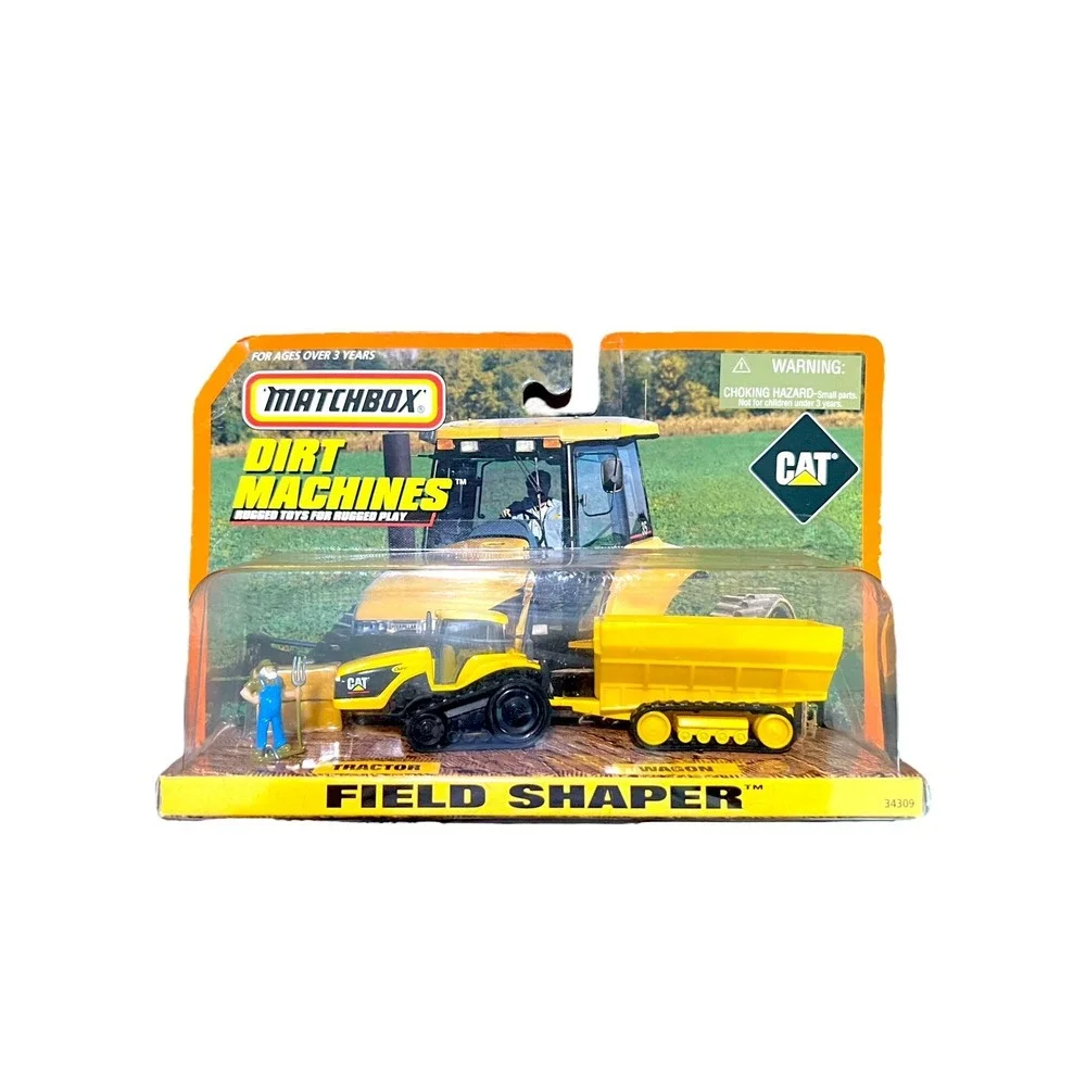 NEW Matchbox Dirt Machines #34309 CAT Field Shaper Tractor & Wagon